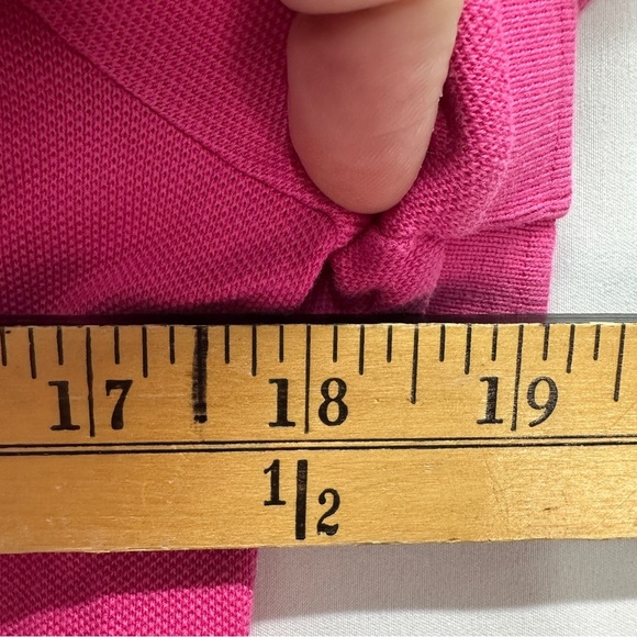 Ralph Lauren Womens Big Monogram Logo Equestrian Pink Polo Shirt Slim Fit Size L - Picture 7 of 8